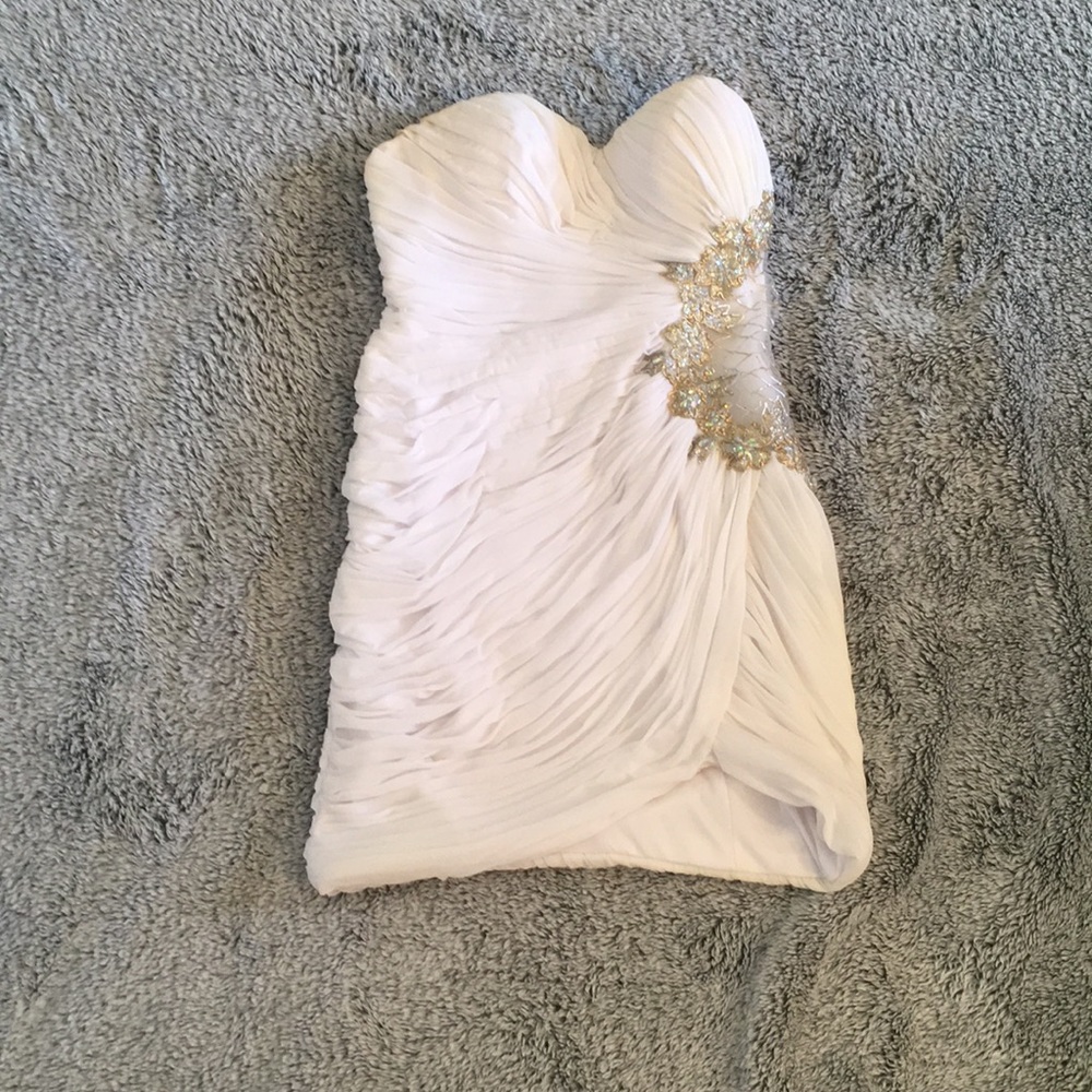 White homecoming dress with embellishment